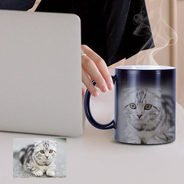 Customized pet photo temperature changing color changing cup