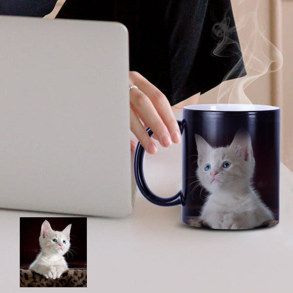 Customized pet photo temperature changing color changing cup