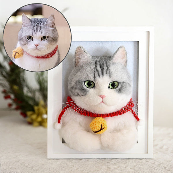 Custom Felted 3D Pet Portrait & Front Part（Cat）